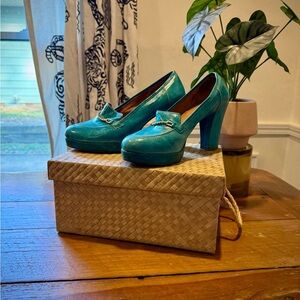 Anthropologie Lucky Penny turquoise Women's Platforms 7.5